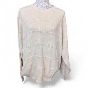 Van Heusen Cream Sweater Unisex 100% Cotton Winter Fall Basic Thick Neutral